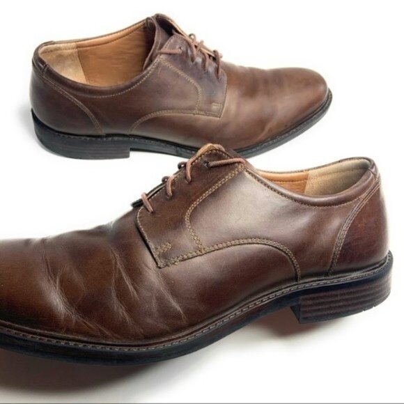 J&M Conard Plain Toe Derby Brown Leather Shoes - Picture 8 of 9